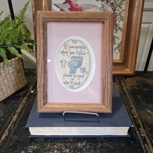 Funny Vintage Bathroom Wall Art Sign | Toilet Calligraphy Poem Signed 1986